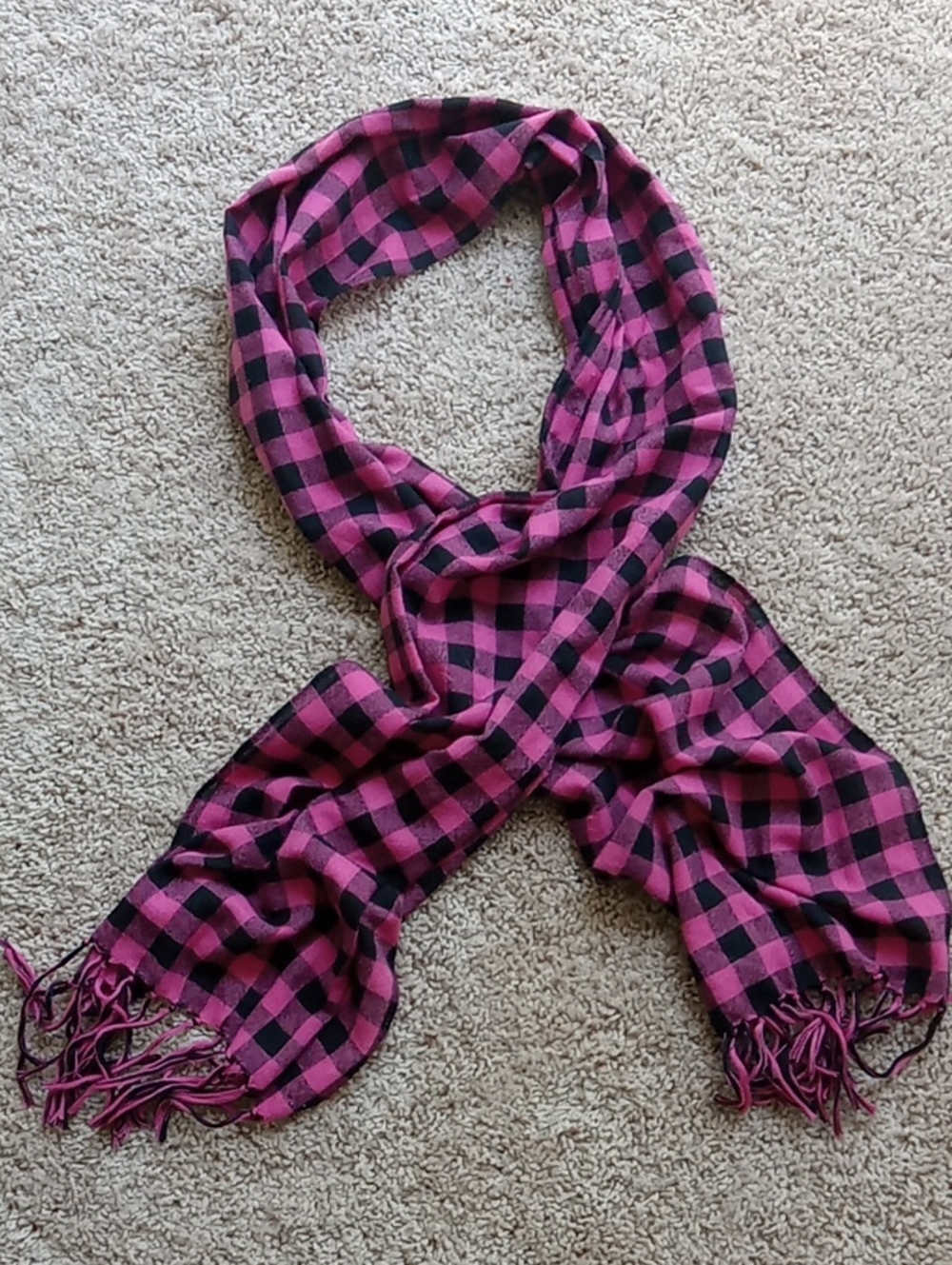 Pink and Black Buffalo Check Scarf - Women's Accessories